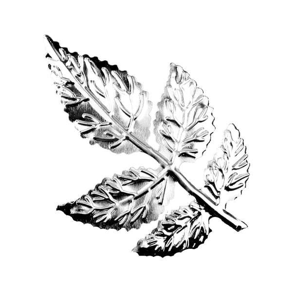 Aplicación acero hoja 8x5cm plata