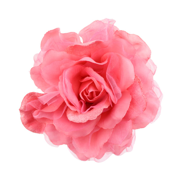 Flor tul y terciopelo rosa