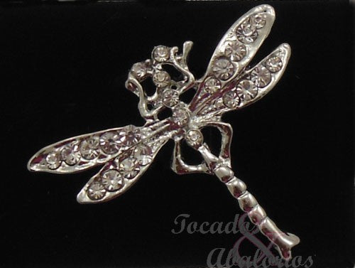 Broche libélula metal-strass 5X2 CM