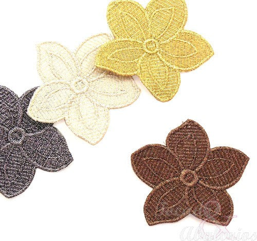 Aplique flor metalizada 6.5 CM