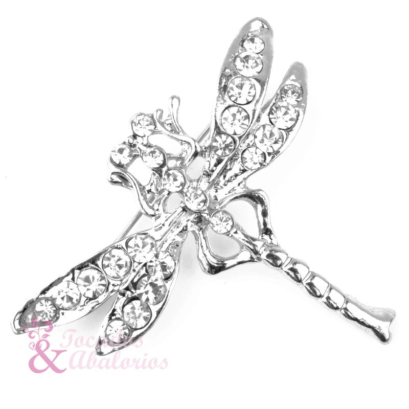 Broche libélula metal-strass 5X2 CM