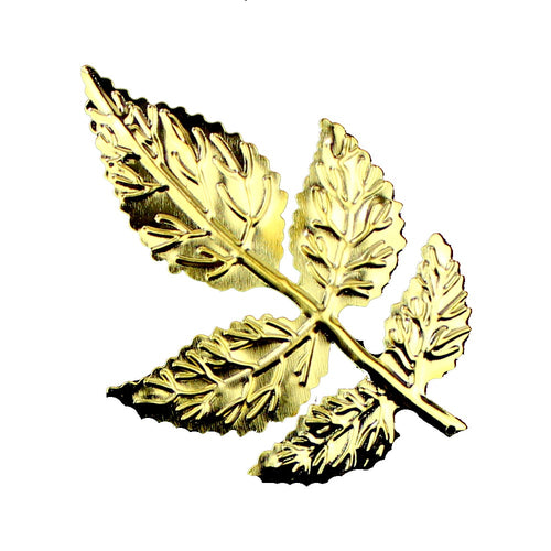 Aplicación acero hoja 8x5cm oro