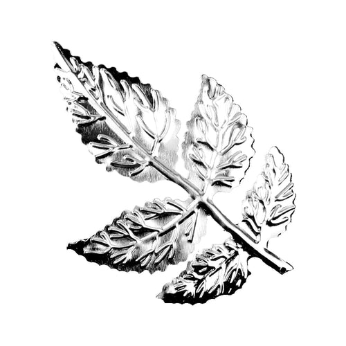 Aplicación acero hoja 8x5cm plata