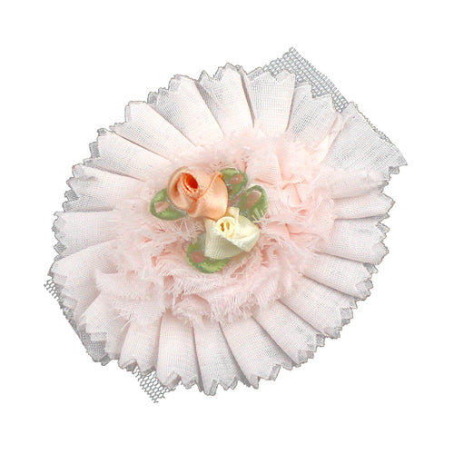 Aplicación circular flores 7 cm rosa palo