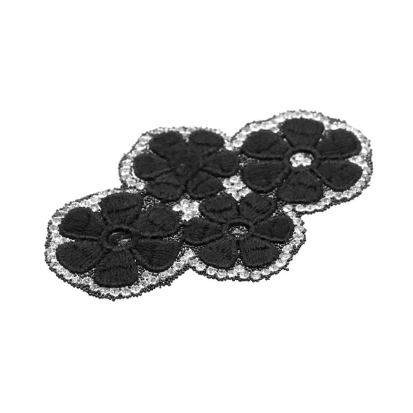 Aplicacion termoadhesiva 4 flores negro 2
