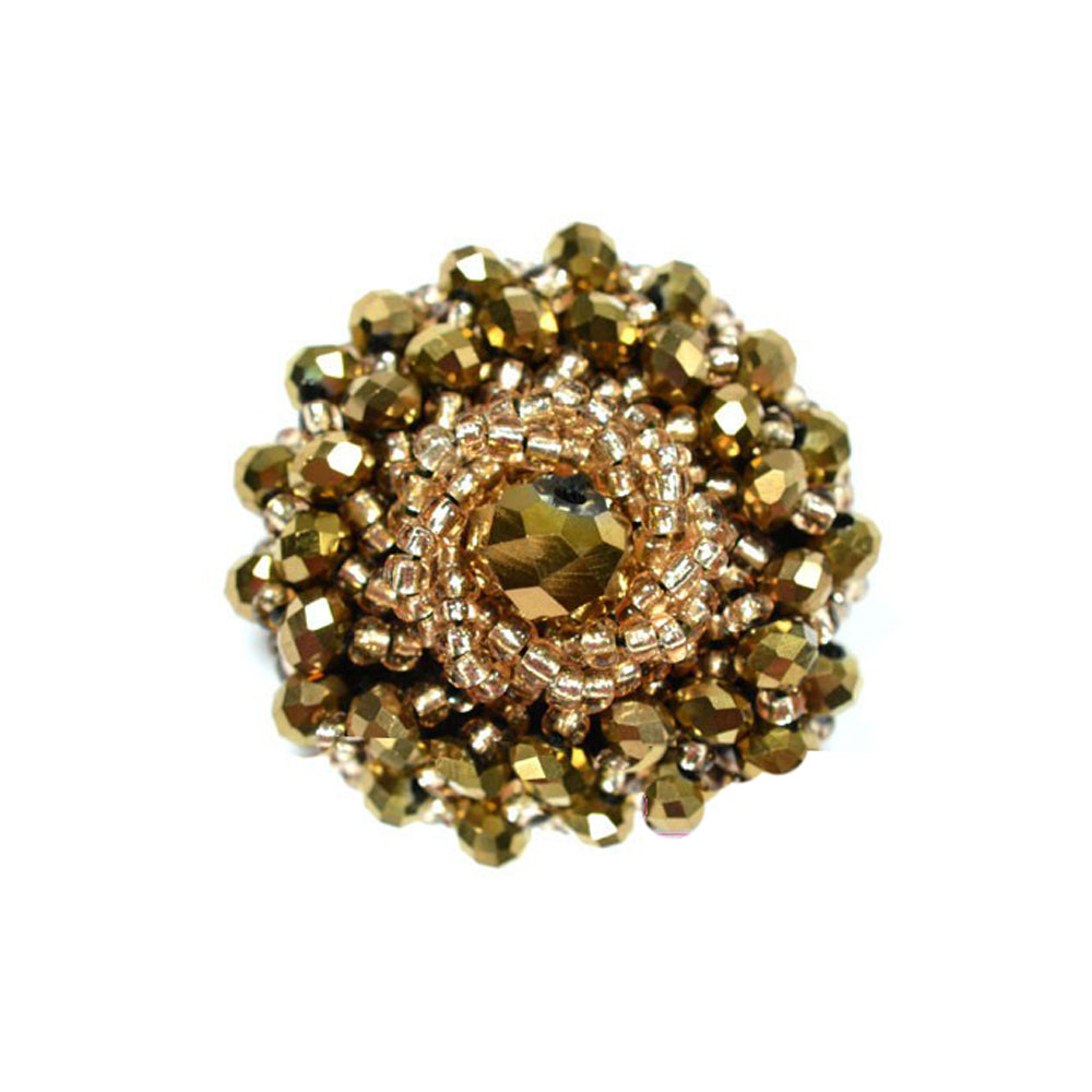 Botón bola facetada y rocalla 3 cm dorado