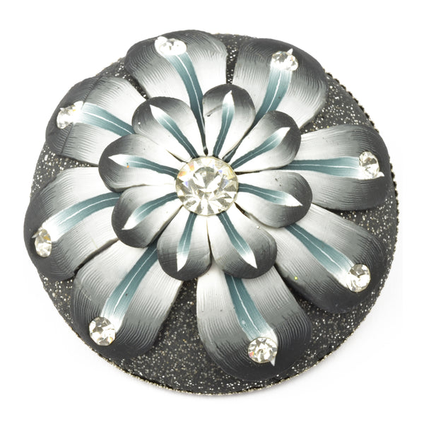 Botón flor fantasía gris medio
