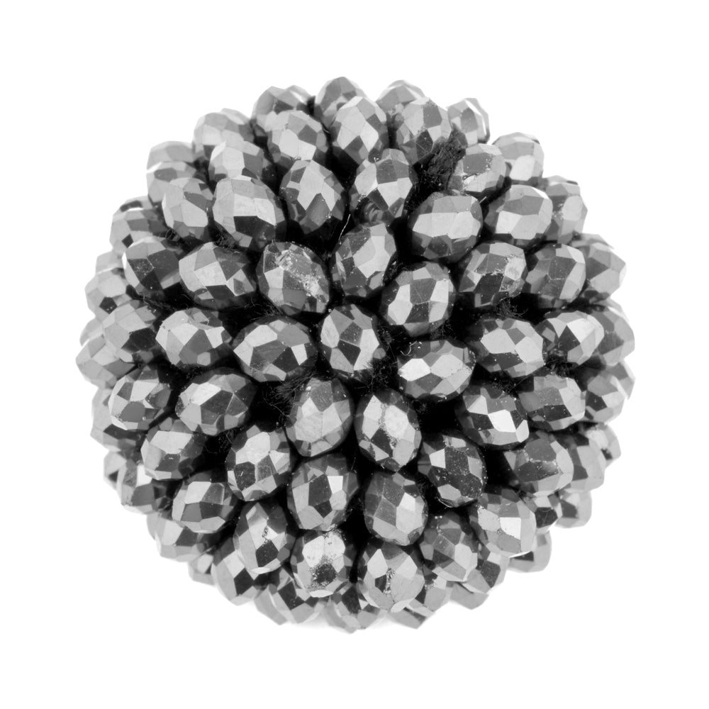 Botón semibola 30mm pedrería plata