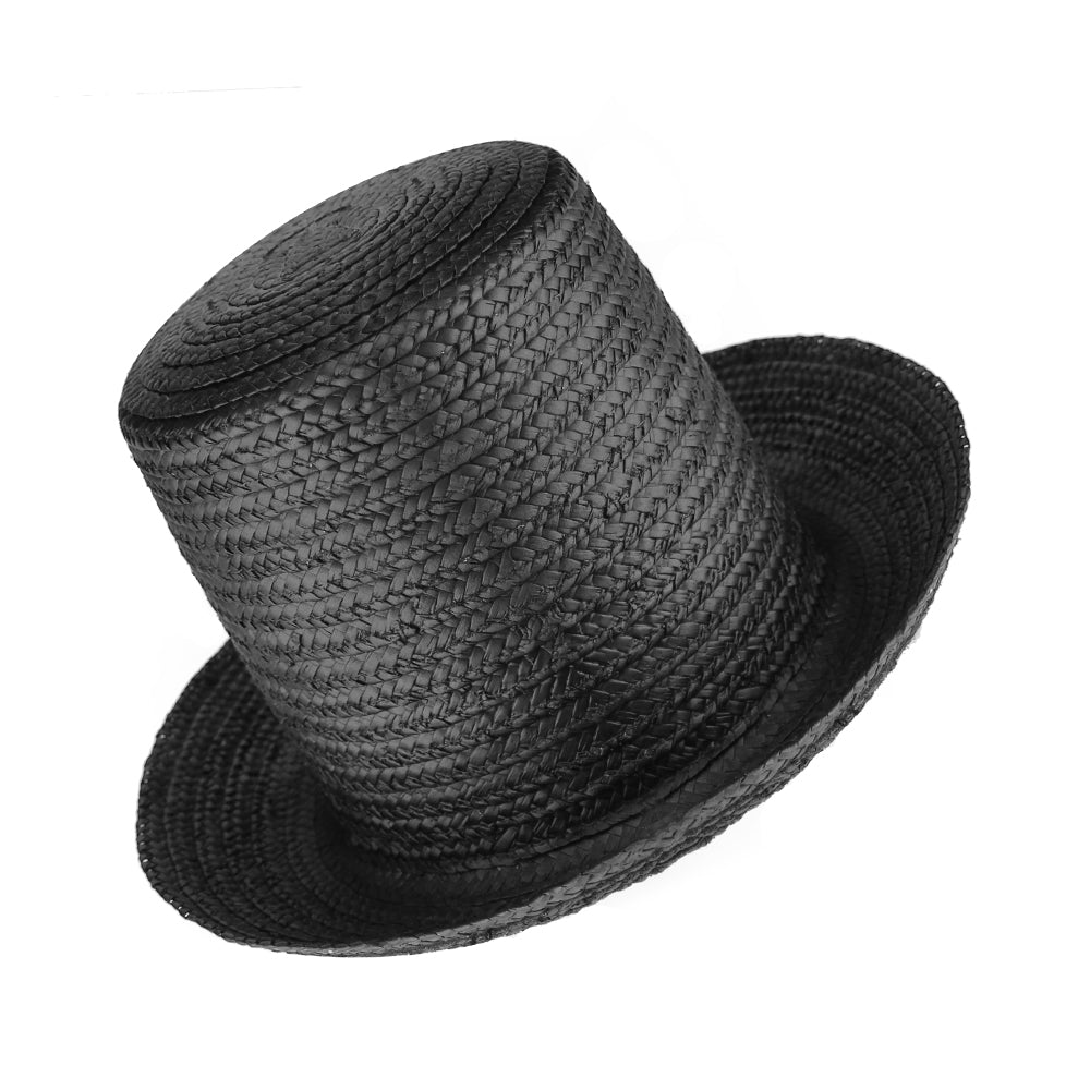 Canotier chistera de paja negro