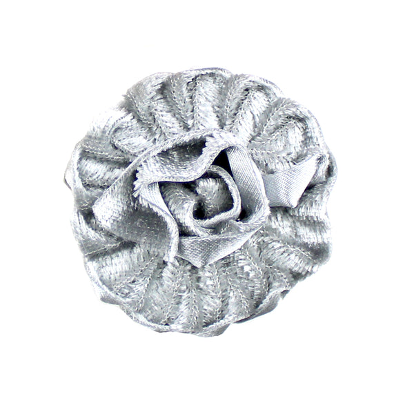 Flor terciopelo termoadhesiva 4 cm plata