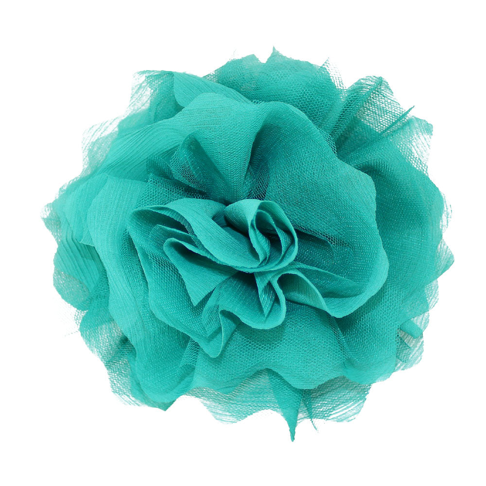 Flor tul y organza 18 cm jade