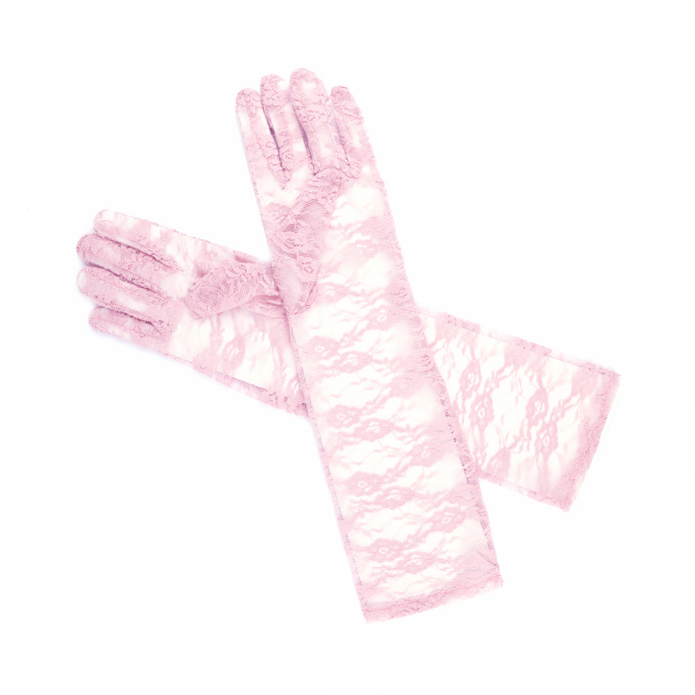 Guantes de encaje 40 cm ROSA PALO