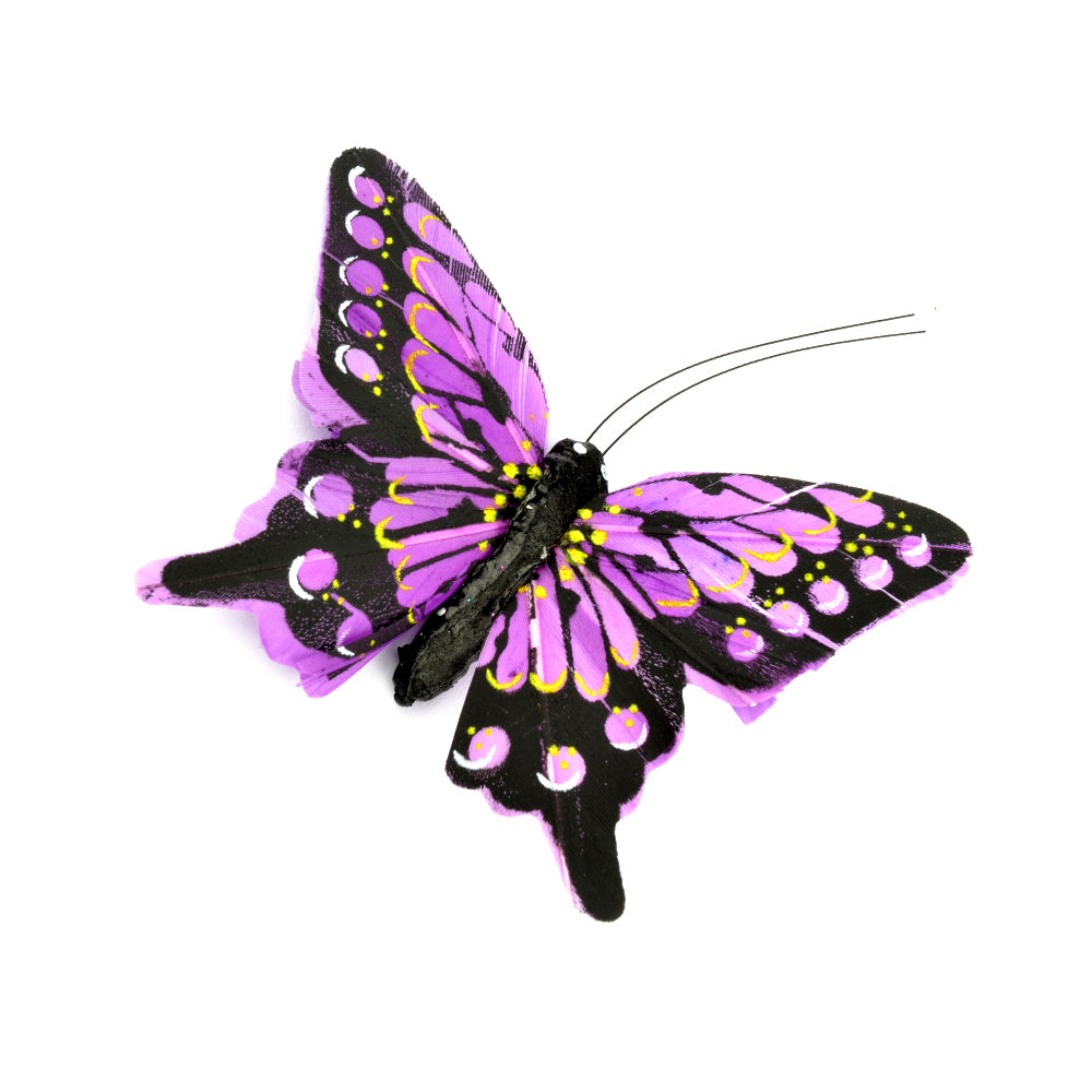 Mariposa de plumas 8 cm morado
