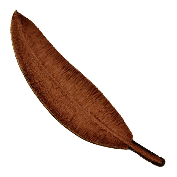 Pluma bordada 14 cm termoadhesiva chocolate