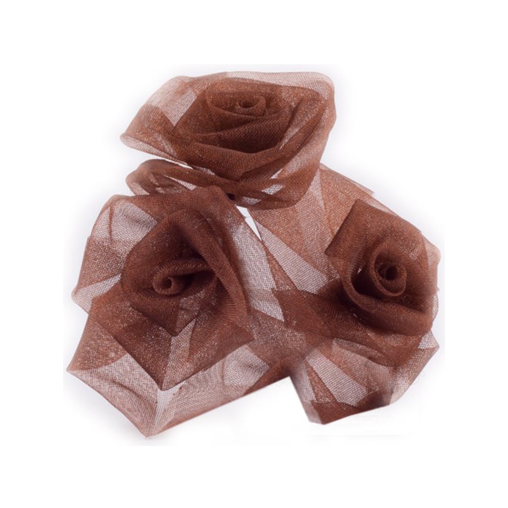 Ramillete 3 rosas organdí marrón