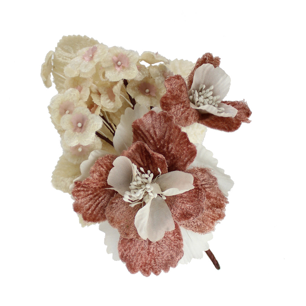 Ramillete cluster terciopelo rosa nude