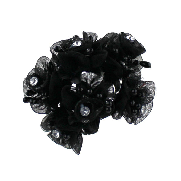 Ramillete organza pistilos strass negro