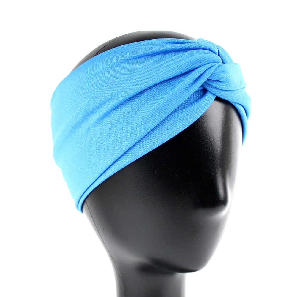 Turbante de licra abierto CELESTE