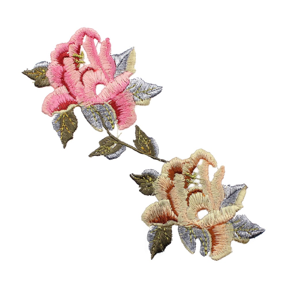 aplicacion bordada twins rosa y camel