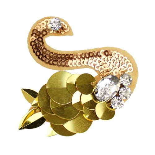 aplicacion cisne termoadhesiva 6 cm dorado