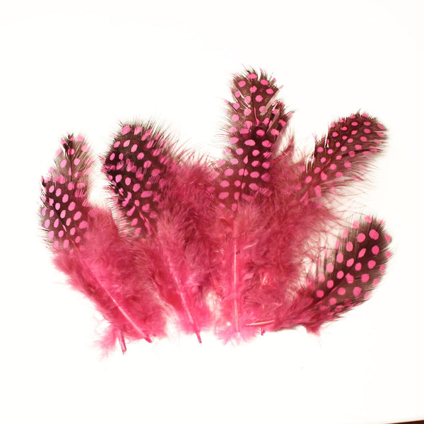 bolsa plumas guinea 10 cm fucsia