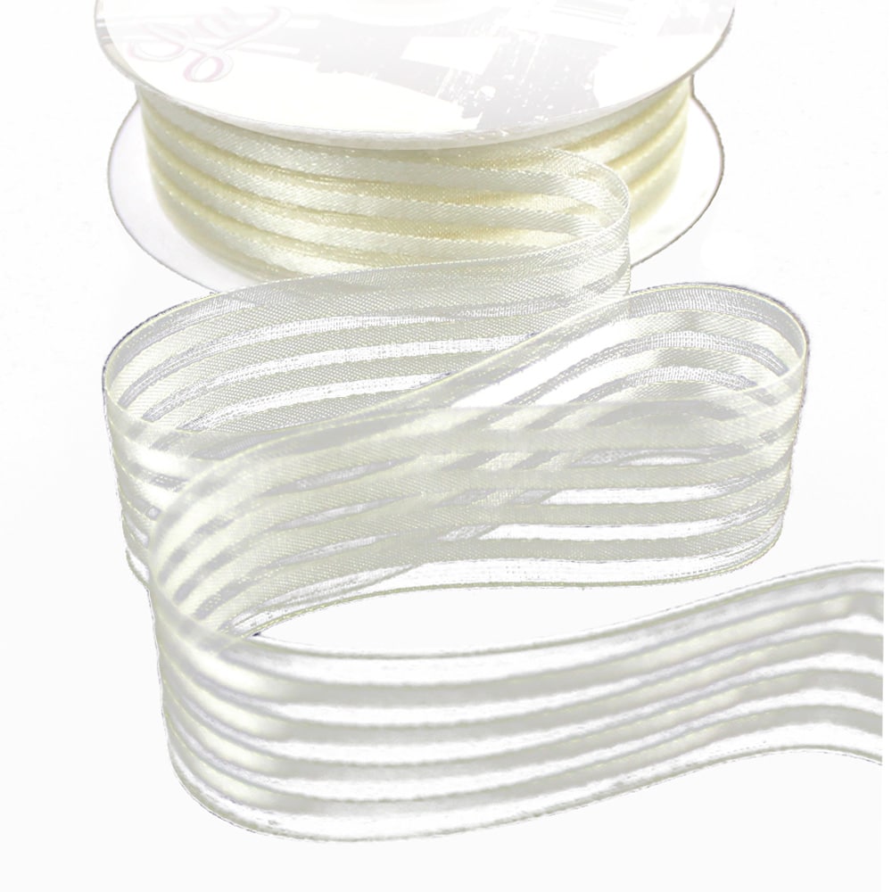 cinta organza 5 bandas crudo
