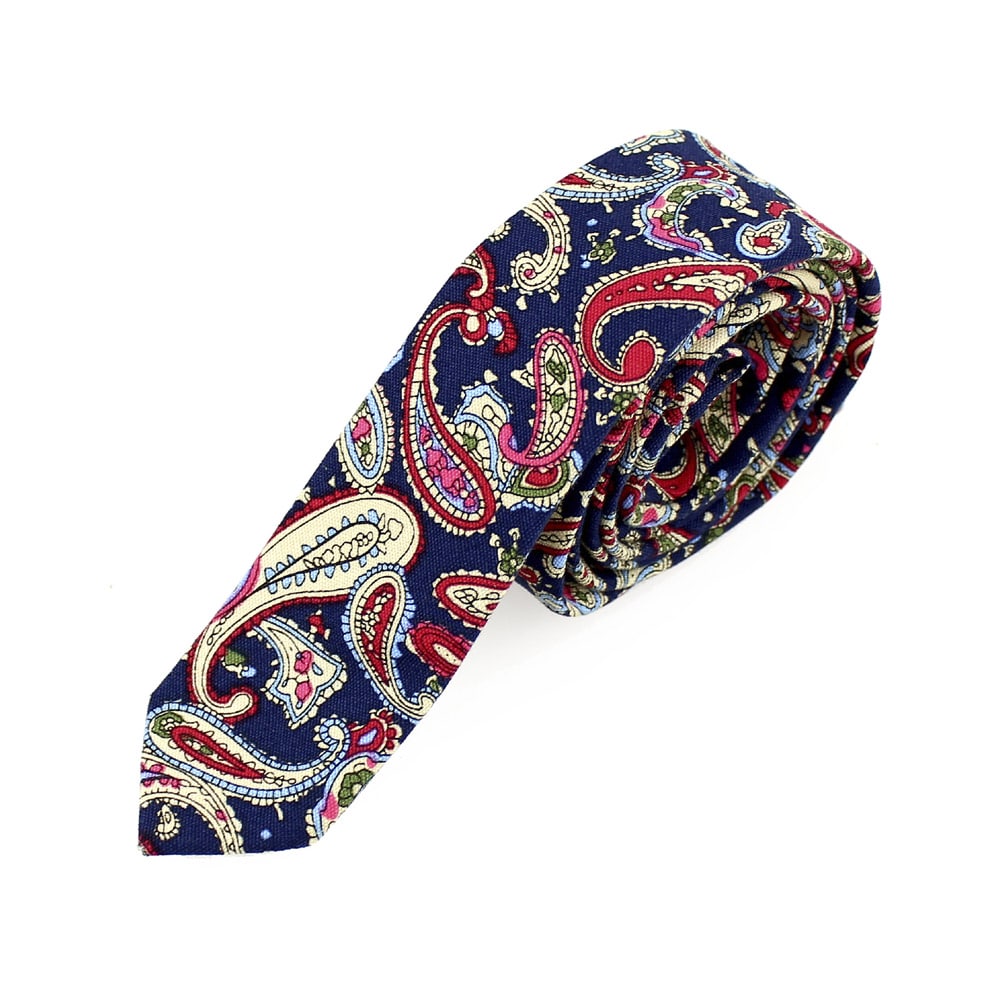 corbata antuan slim paisley azul marino