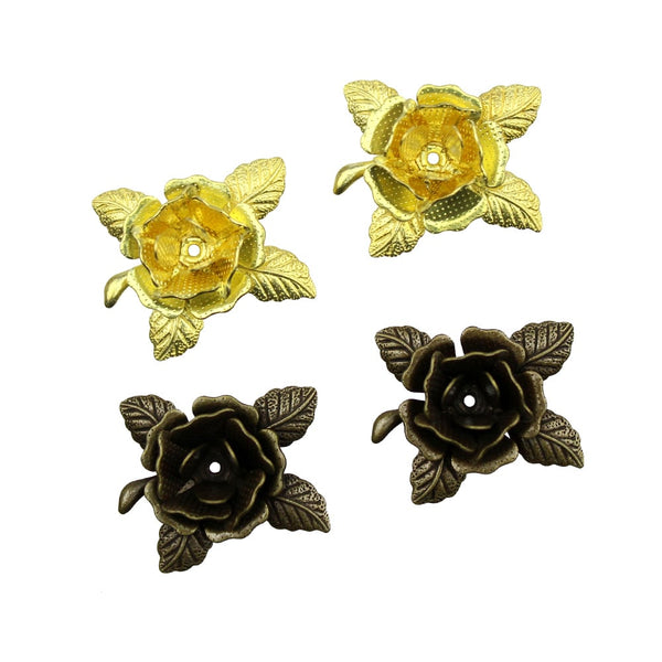 flor con hojas de laton 2 ud