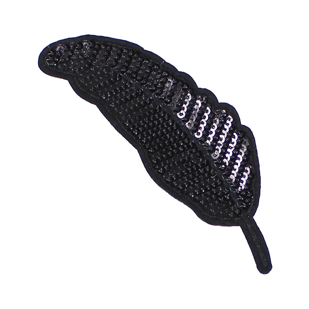 pluma de lentejuelas termoadhesiva negro