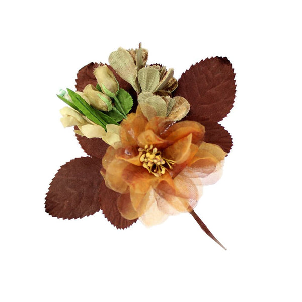 ramillete cluster organza marrón
