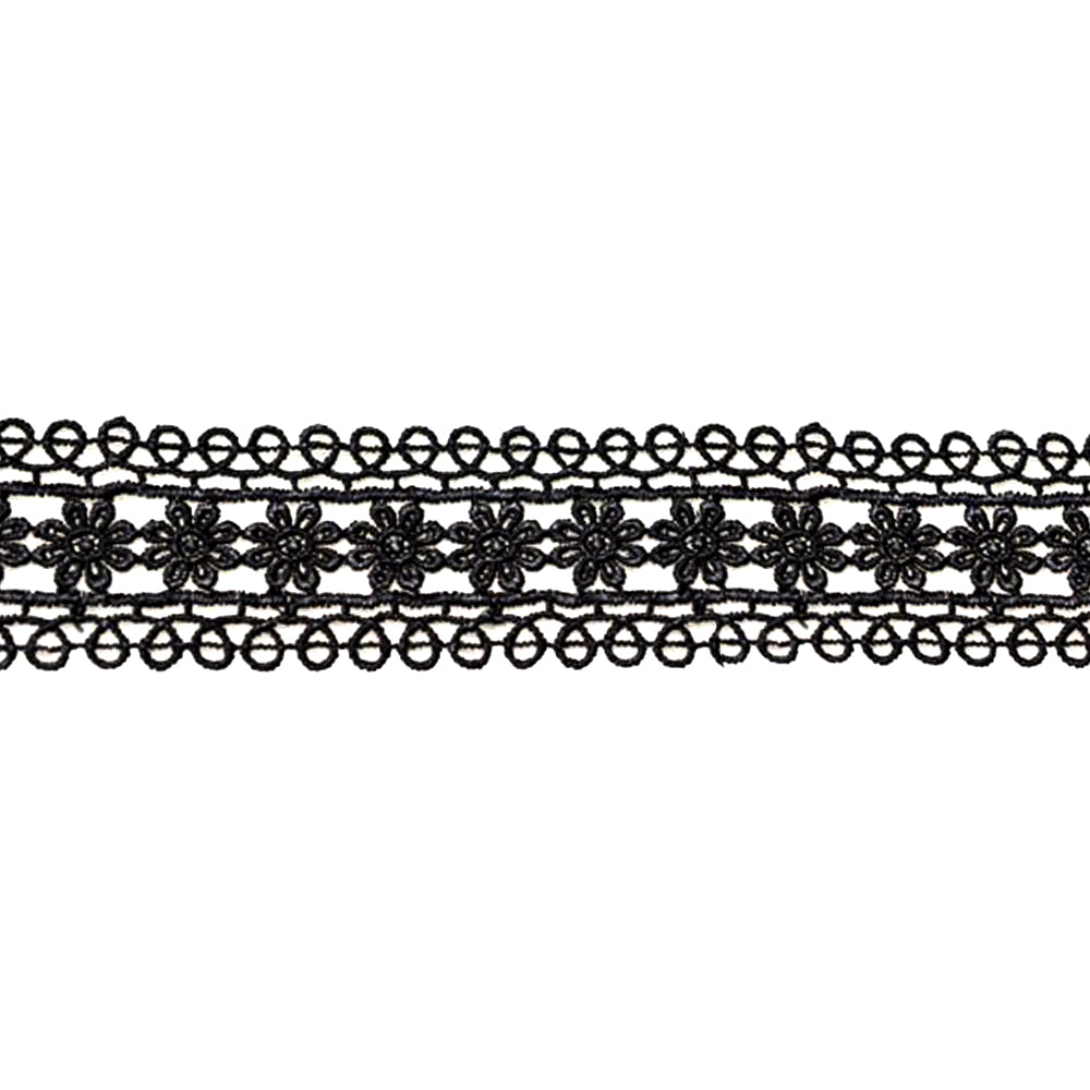 tira guipur flores 28 mm negro
