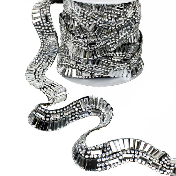 tira ondulada strass plata