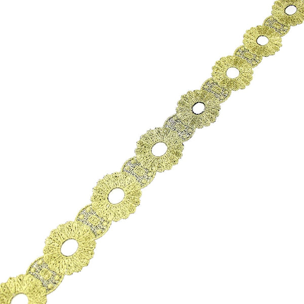 tiras de encaje circular metalizado 4 cm oro viejo