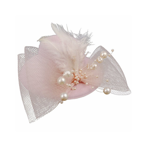 tocado mini sombrero rosa nude