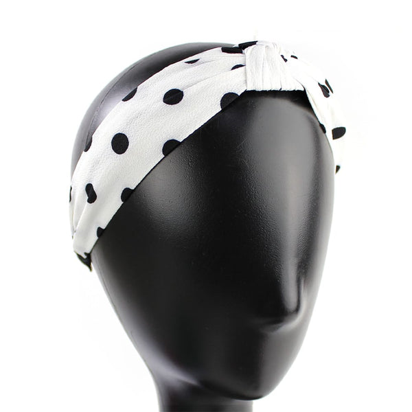 turbante diadema lunares blanco