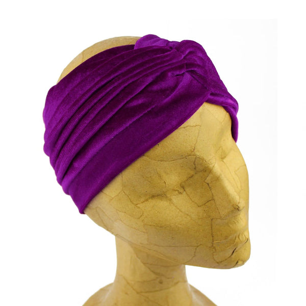 turbante terciopelo abierto alta calidad morado