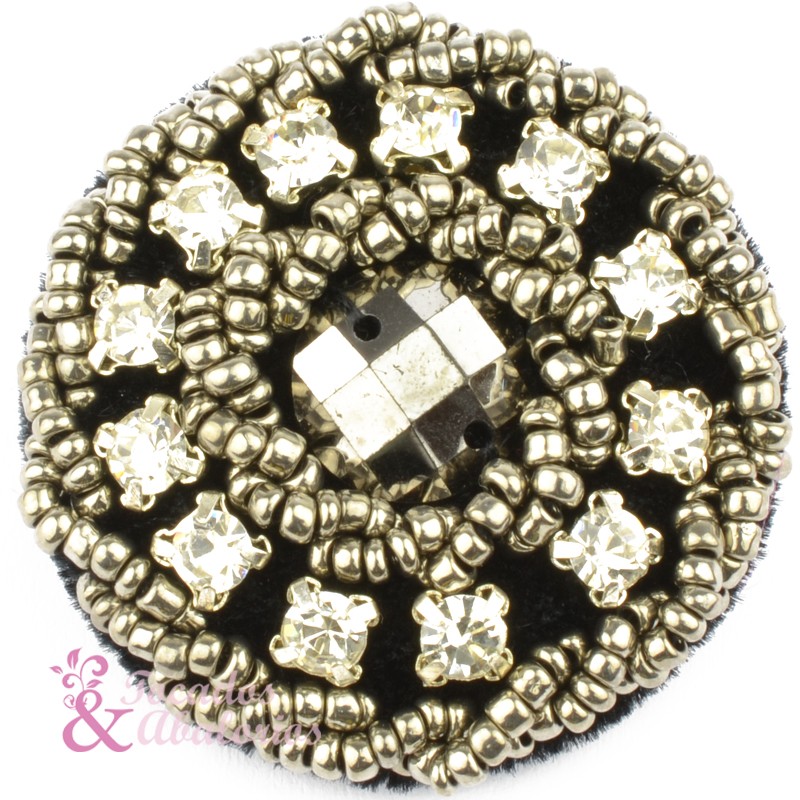 Botón 30mm pasamaneria pedreria crys Botón 30mm pasamaneria pedreria crys