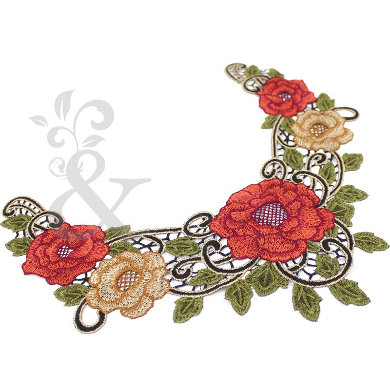 Cuello bordado rosas Cuello bordado rosas