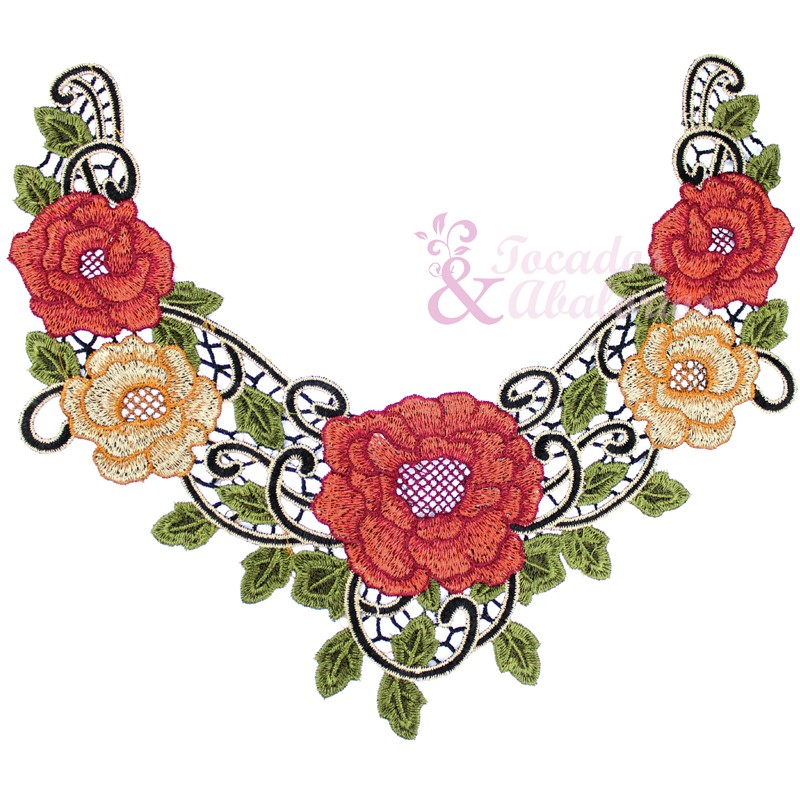 Cuello bordado rosas Cuello bordado rosas