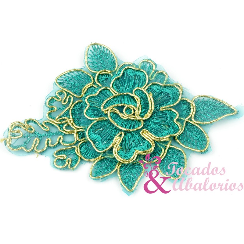 Aplicacion flor lamé 10x8.5 cm Aplicacion flor lamé 10x8.5 cm