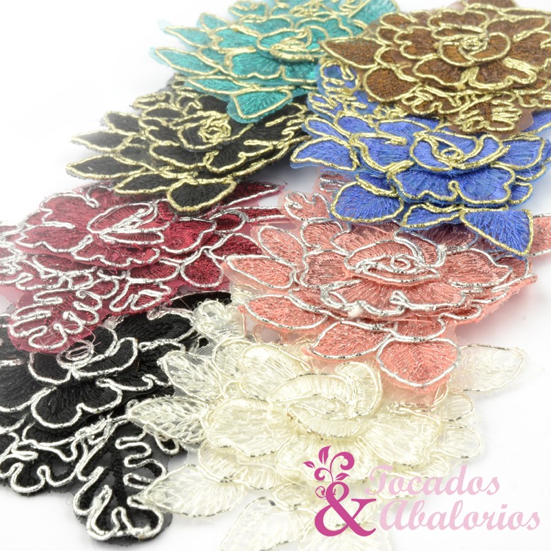 Aplicacion flor lamé 10x8.5 cm Aplicacion flor lamé 10x8.5 cm