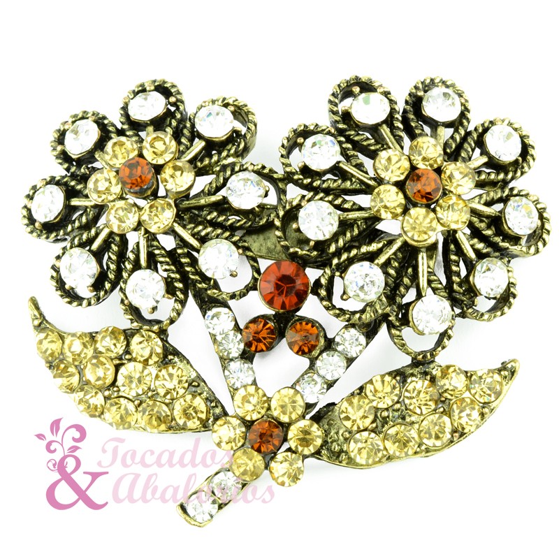 Broche Flor doble strass Broche Flor doble strass