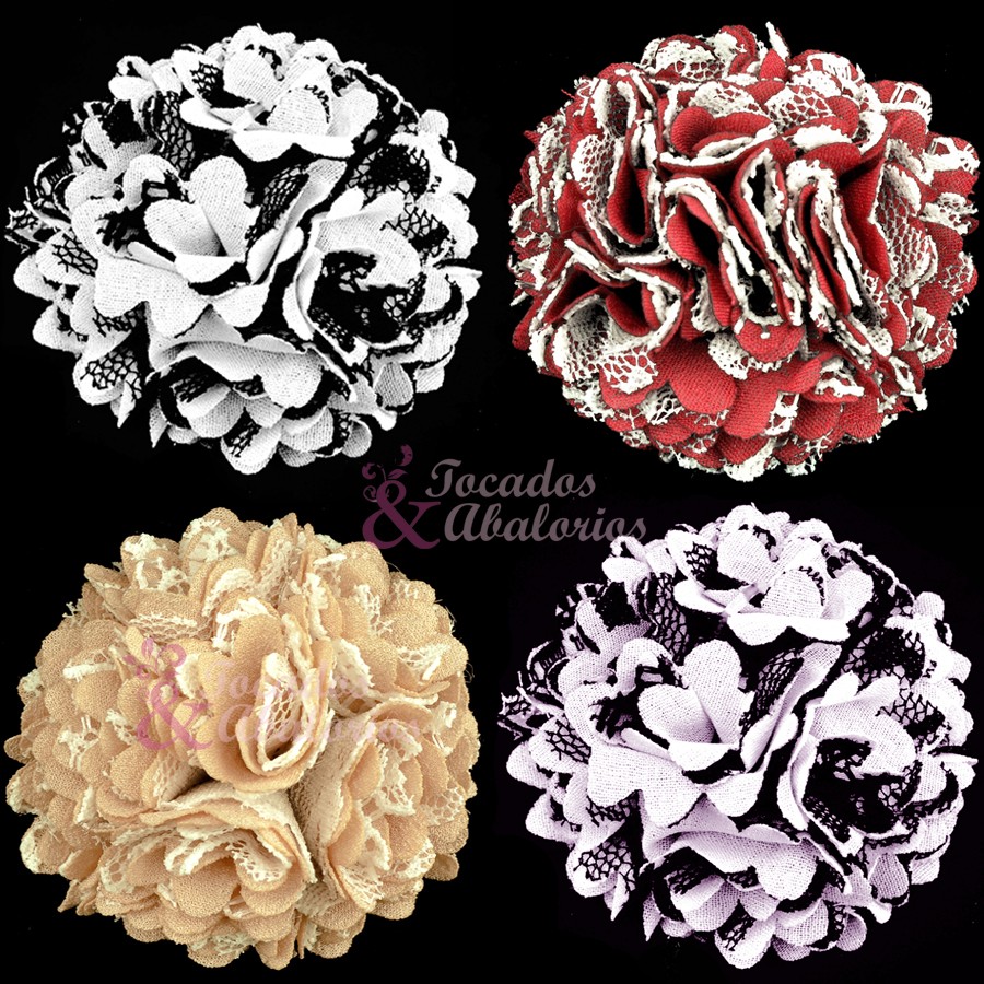 Flor clavel tela/encaje 6 cm. Flor clavel tela/encaje 6 cm.