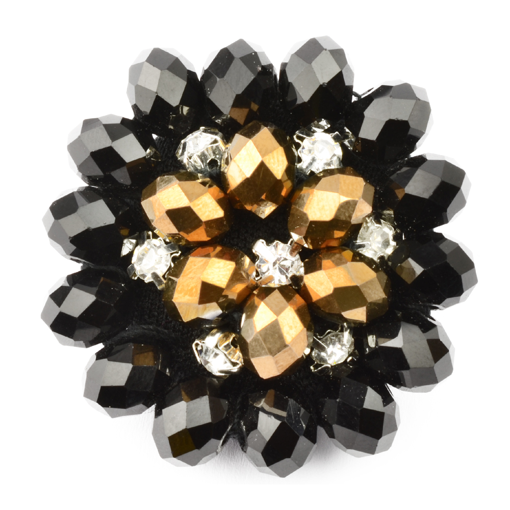Bouton cristal pierres 3,5cm noir Bouton cristal pierres 3,5cm noir