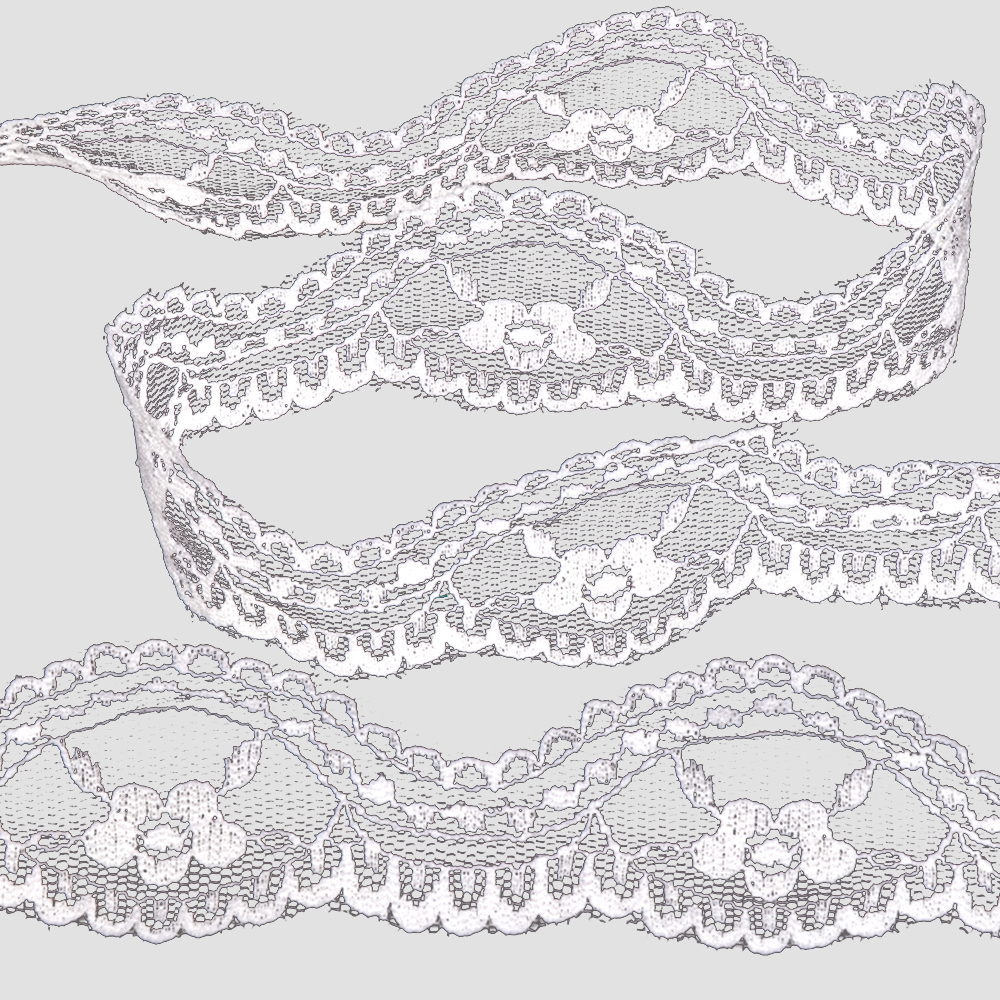 Ruban dentelle nylon 3,5cm blanc Ruban dentelle nylon 3,5cm blanc