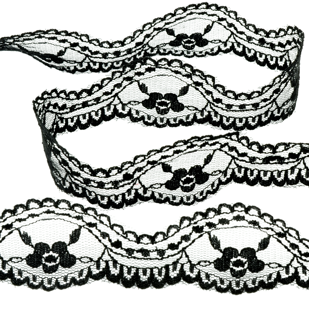 Ruban dentelle nylon 3,5cm noir Ruban dentelle nylon 3,5cm noir