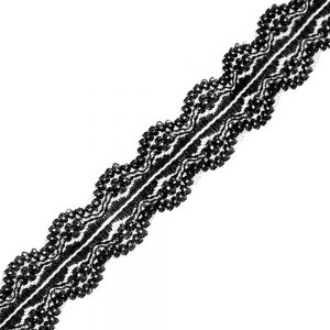Ruban dentelle ondulée nylon 2,5cm noir