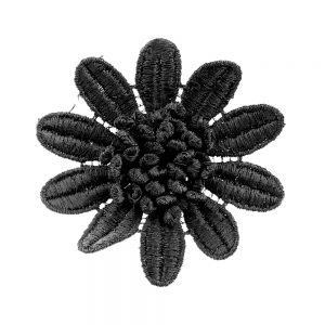 applique brode fleur 10 petales noir