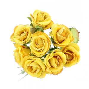 bouquet 8 roses papier jute jaune