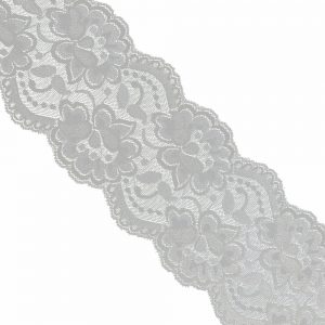 ruban dentelle elastique 9,5 cm gris argente